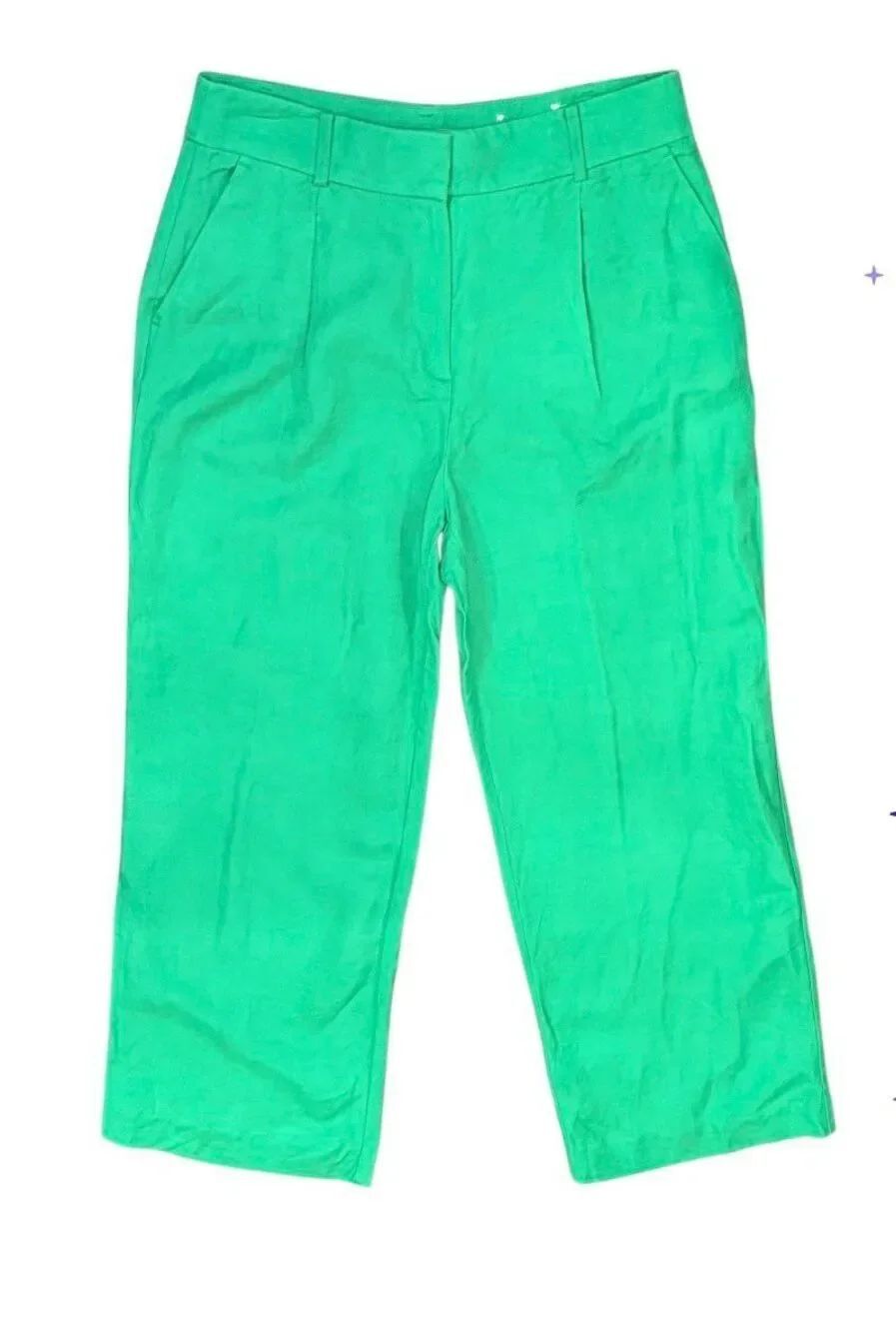 LOFT Peyton Trouser Pants Kelly Green Sz. 6 Petite Linen Blend Lightweight